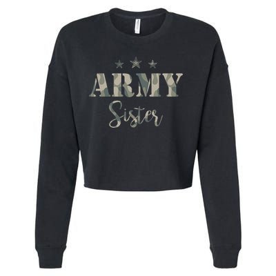 Proud Army Sister Camouflage Army Sister Cropped Pullover Crew