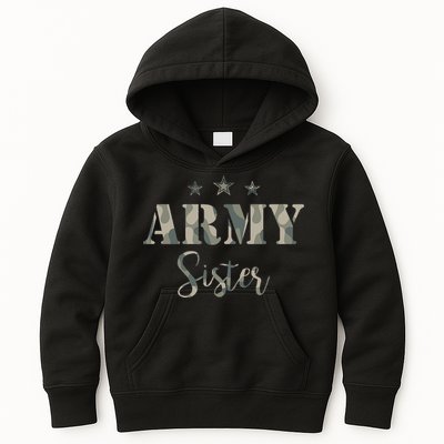 Proud Army Sister Camouflage Army Sister Kids Hoodie