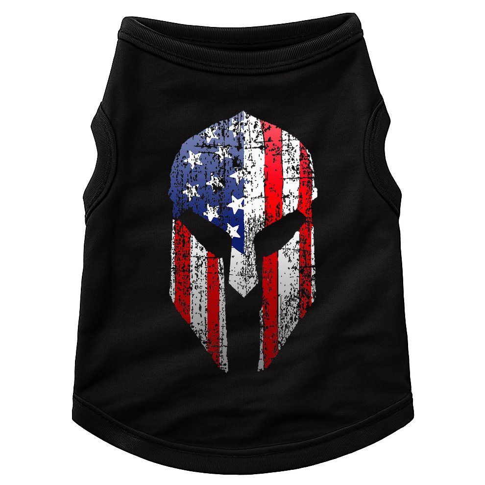Patriotic American Spartan Warrior Usa Flag Helmet Doggie Tank