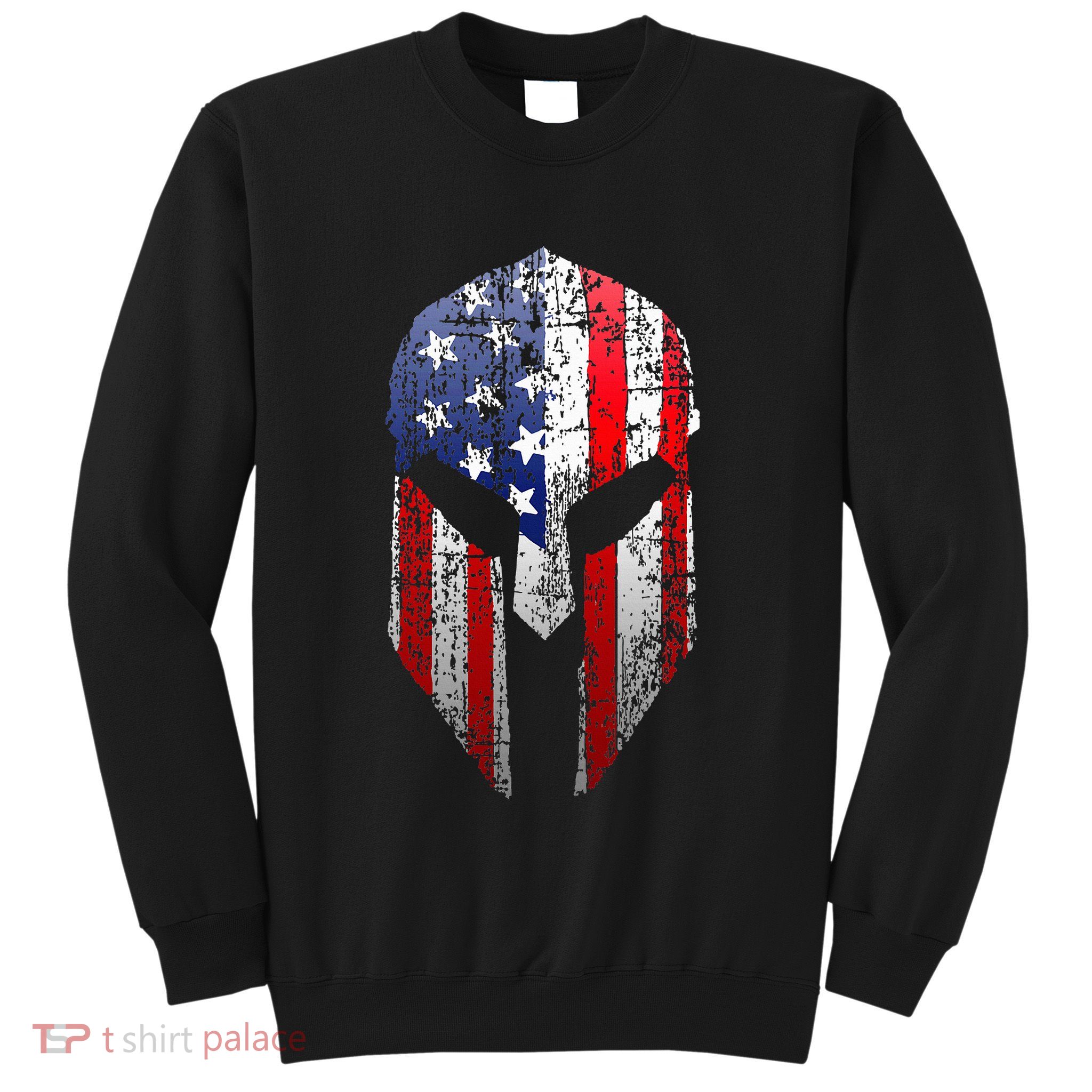 Patriotic American Spartan Warrior Usa Flag Helmet Sweatshirt