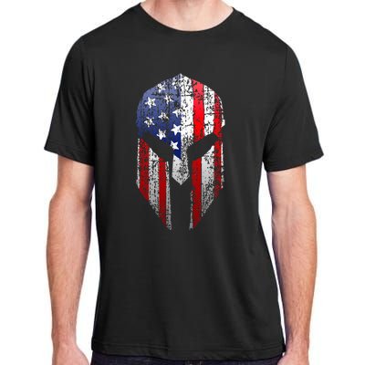 Patriotic American Spartan Warrior Usa Flag Helmet Adult ChromaSoft Performance T-Shirt