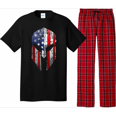 Patriotic American Spartan Warrior Usa Flag Helmet Pajama Set