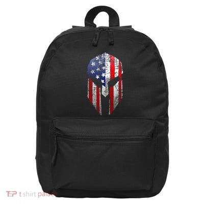 Patriotic American Spartan Warrior Usa Flag Helmet 16 in Basic Backpack