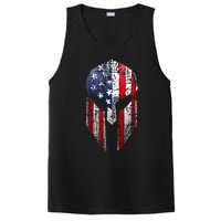 Patriotic American Spartan Warrior Usa Flag Helmet PosiCharge Competitor Tank