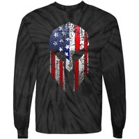 Patriotic American Spartan Warrior Usa Flag Helmet Tie-Dye Long Sleeve Shirt