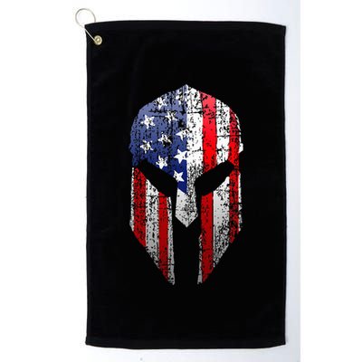 Patriotic American Spartan Warrior Usa Flag Helmet Golf Towel