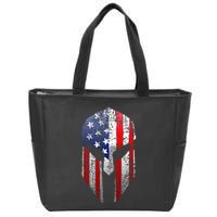 Patriotic American Spartan Warrior Usa Flag Helmet Zip Tote Bag