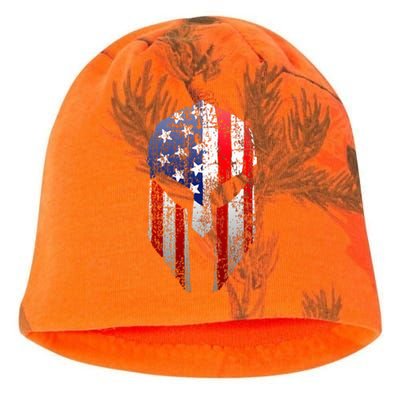 Patriotic American Spartan Warrior Usa Flag Helmet Kati - Camo Knit Beanie