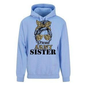 Proud Army Sister Camouflage Messy Bun Soldier MotherS Day Meaningful Gift Unisex Surf Hoodie