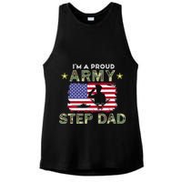 Proud Army StepDad-I'm A Proud Army Step Dad Camouflage Army Ladies PosiCharge Tri-Blend Wicking Tank