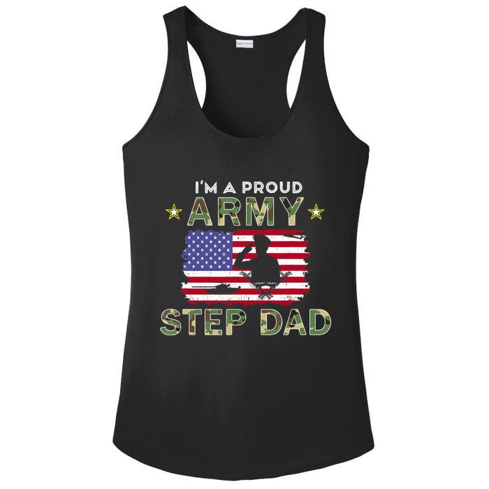 Proud Army StepDad-I'm A Proud Army Step Dad Camouflage Army Ladies PosiCharge Competitor Racerback Tank