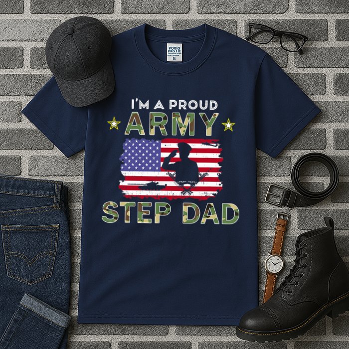 Proud Army StepDad-I'm A Proud Army Step Dad Camouflage Army Tall T-Shirt