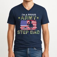 Proud Army StepDad-I'm A Proud Army Step Dad Camouflage Army V-Neck T-Shirt