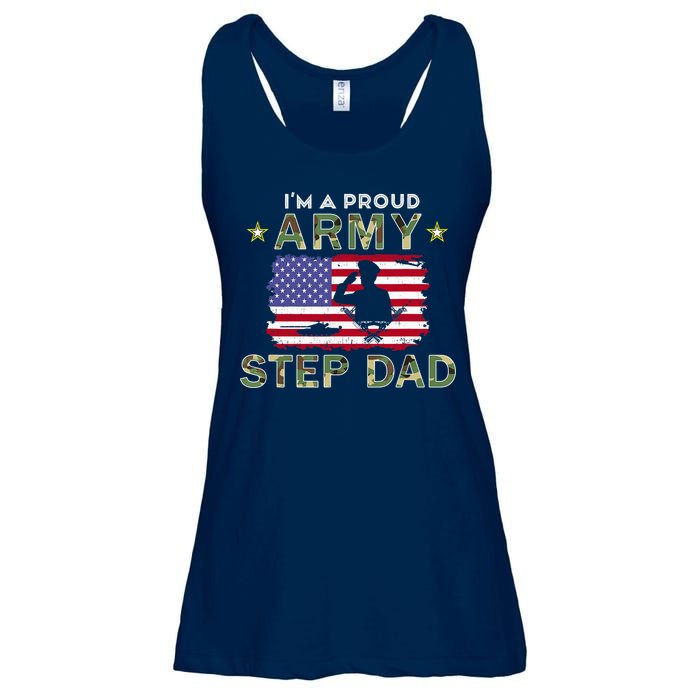 Proud Army StepDad-I'm A Proud Army Step Dad Camouflage Army Ladies Essential Flowy Tank