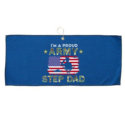 Proud Army StepDad-I'm A Proud Army Step Dad Camouflage Army Large Microfiber Waffle Golf Towel