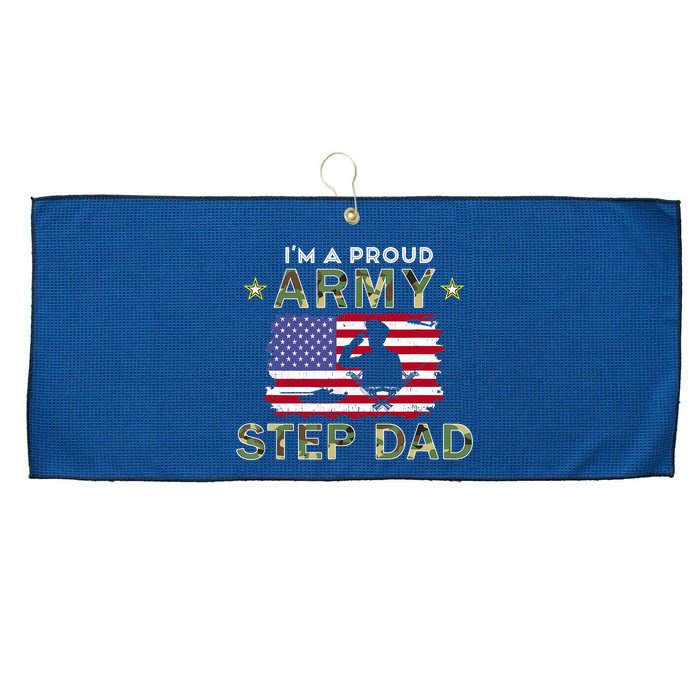 Proud Army StepDad-I'm A Proud Army Step Dad Camouflage Army Large Microfiber Waffle Golf Towel