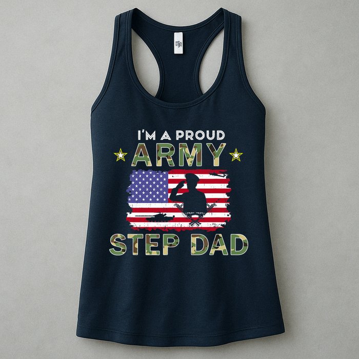 Proud Army StepDad-I'm A Proud Army Step Dad Camouflage Army Womens Tank Top