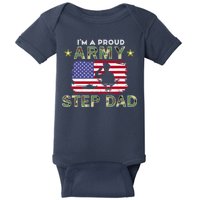 Proud Army StepDad-I'm A Proud Army Step Dad Camouflage Army Baby Bodysuit