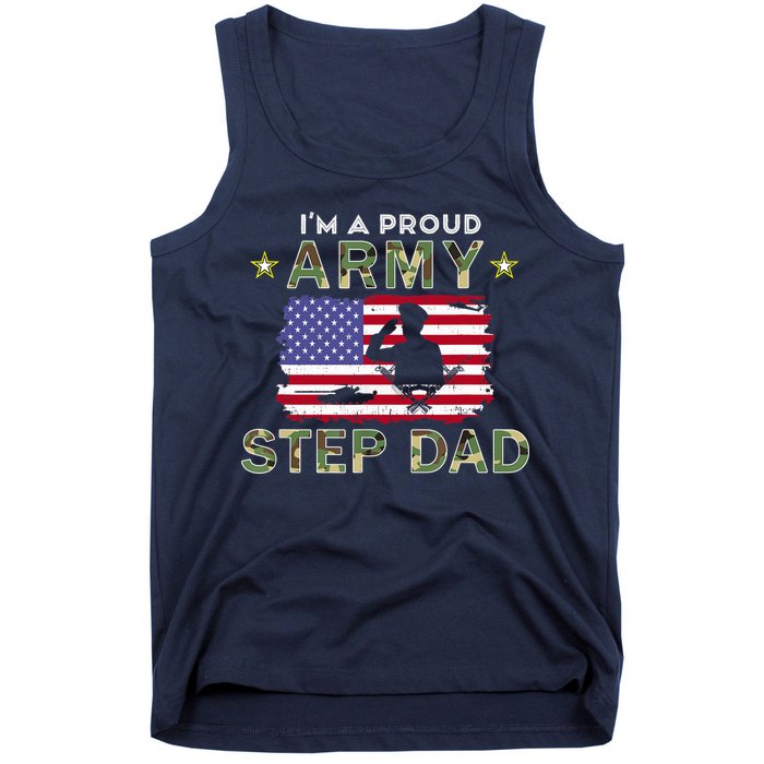 Proud Army StepDad-I'm A Proud Army Step Dad Camouflage Army Tank Top