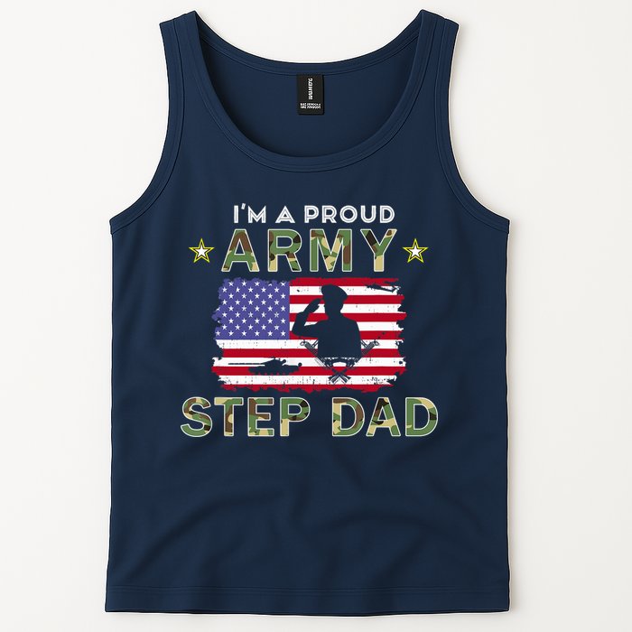 Proud Army StepDad-I'm A Proud Army Step Dad Camouflage Army Tank Top