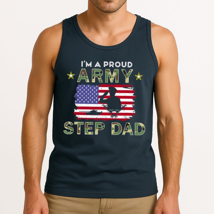 Proud Army StepDad-I'm A Proud Army Step Dad Camouflage Army Tank Top