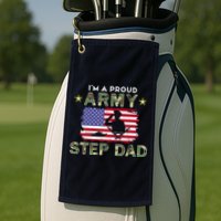 Proud Army StepDad-I'm A Proud Army Step Dad Camouflage Army Golf Towel