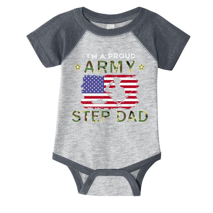 Proud Army StepDad-I'm A Proud Army Step Dad Camouflage Army Infant Baby Jersey Bodysuit
