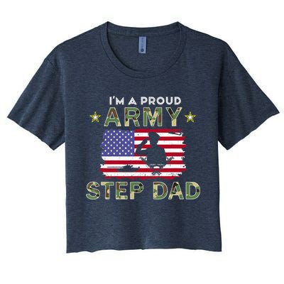 Proud Army StepDad-I'm A Proud Army Step Dad Camouflage Army Crop Top