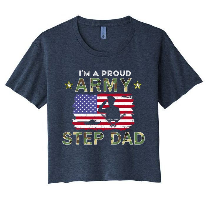 Proud Army StepDad-I'm A Proud Army Step Dad Camouflage Army Crop Top