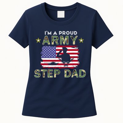Proud Army StepDad-I'm A Proud Army Step Dad Camouflage Army Womens T-Shirt