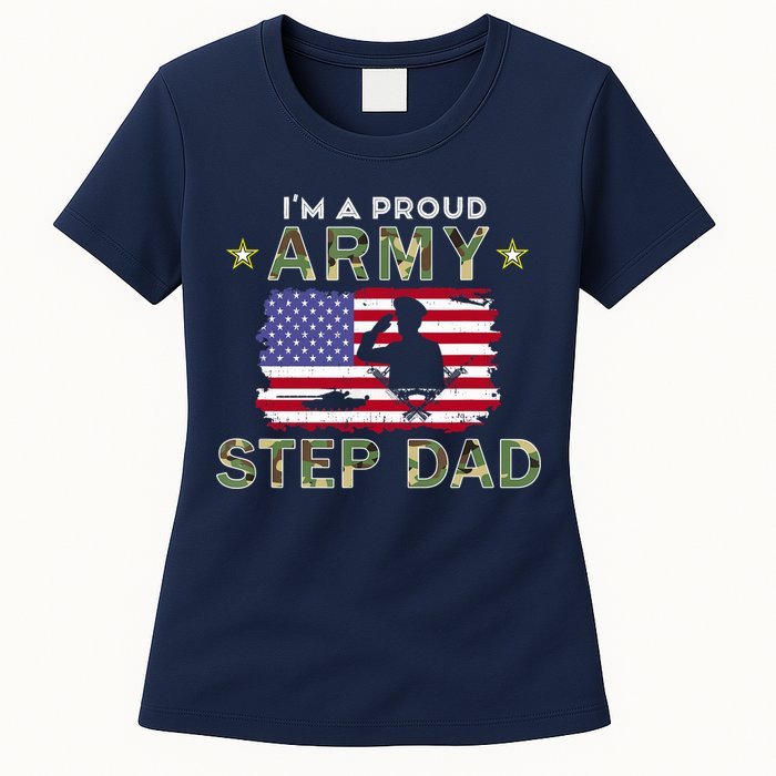 Proud Army StepDad-I'm A Proud Army Step Dad Camouflage Army Womens T-Shirt