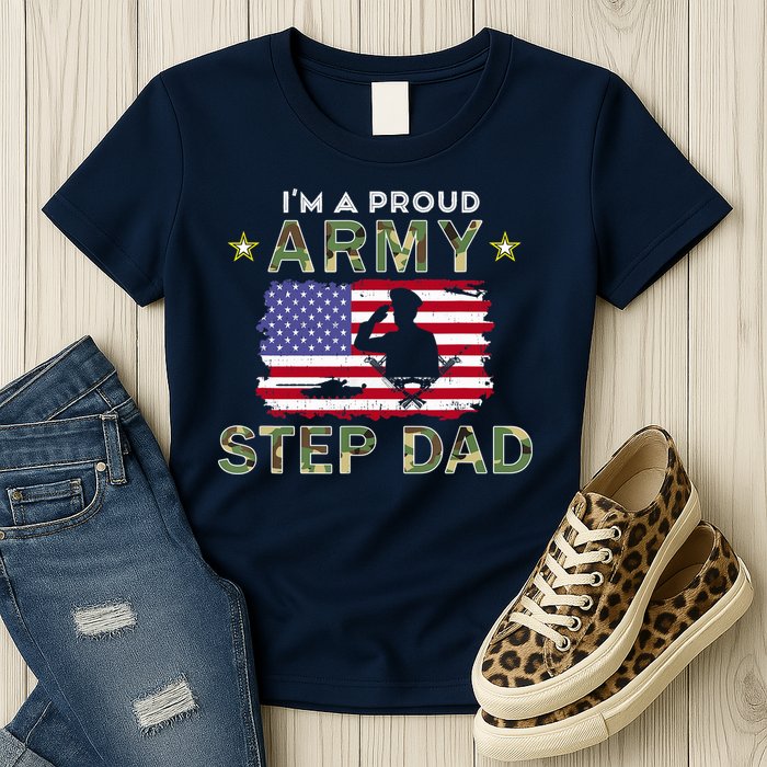 Proud Army StepDad-I'm A Proud Army Step Dad Camouflage Army Womens T-Shirt