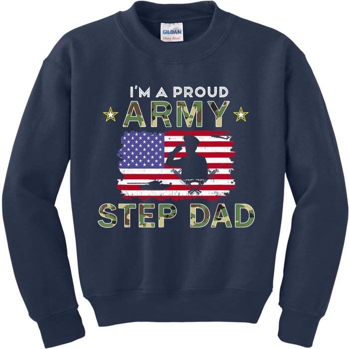 Proud Army StepDad-I'm A Proud Army Step Dad Camouflage Army Kids Sweatshirt