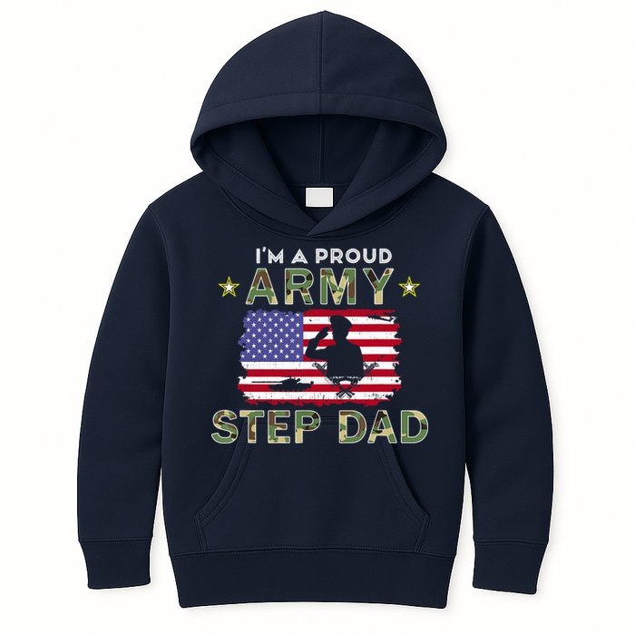 Proud Army StepDad-I'm A Proud Army Step Dad Camouflage Army Kids Hoodie