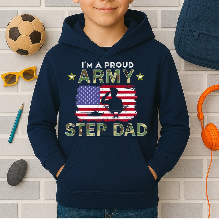 Proud Army StepDad-I'm A Proud Army Step Dad Camouflage Army Kids Hoodie