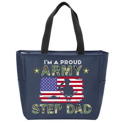 Proud Army StepDad-I'm A Proud Army Step Dad Camouflage Army Zip Tote Bag