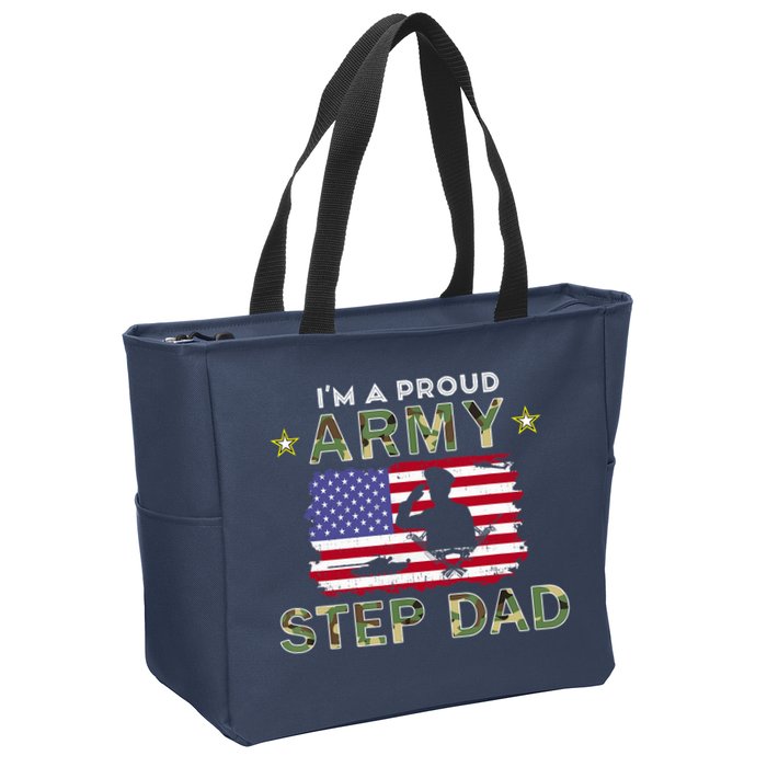 Proud Army StepDad-I'm A Proud Army Step Dad Camouflage Army Zip Tote Bag