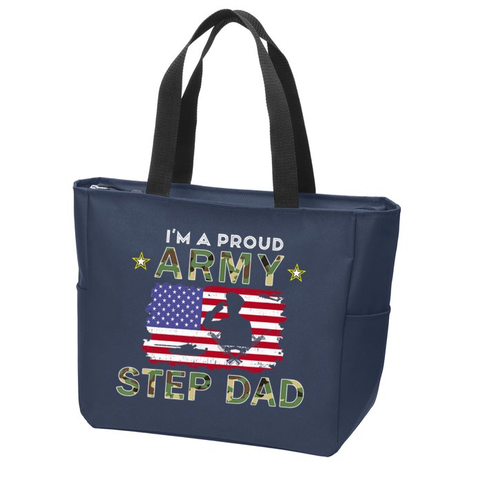 Proud Army StepDad-I'm A Proud Army Step Dad Camouflage Army Zip Tote Bag