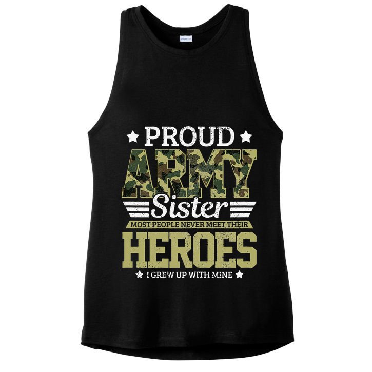 Proud Army Sister Military Soldier Brother Pride Gift Ladies PosiCharge Tri-Blend Wicking Tank