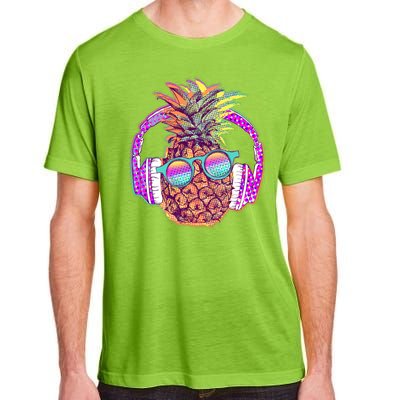 Pop Art Summer Time Headphones Pineapple Adult ChromaSoft Performance T-Shirt