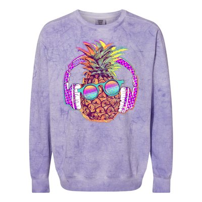 Pop Art Summer Time Headphones Pineapple Colorblast Crewneck Sweatshirt