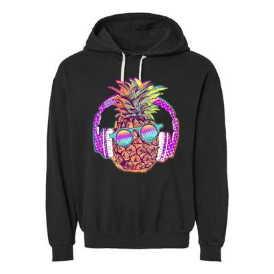 Pop Art Summer Time Headphones Pineapple Garment-Dyed Fleece Hoodie