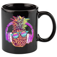 Pop Art Summer Time Headphones Pineapple 11oz C Handle Ceramic Mug