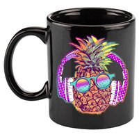 Pop Art Summer Time Headphones Pineapple 11oz C Handle Ceramic Mug