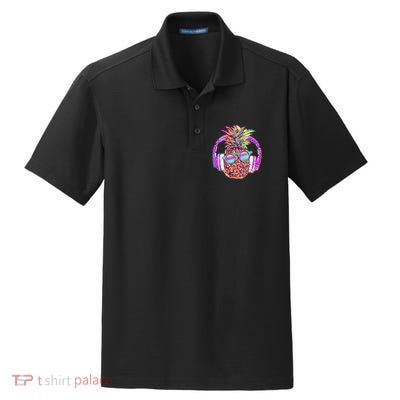 Pop Art Summer Time Headphones Pineapple Dry Zone Grid Polo