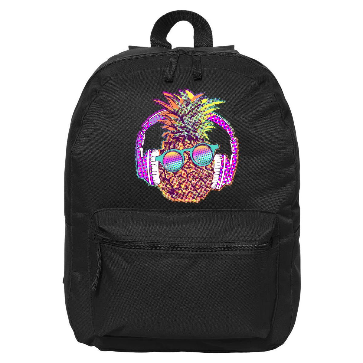Pop Art Summer Time Headphones Pineapple 16 in Basic Backpack