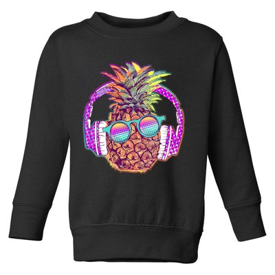 Pop Art Summer Time Headphones Pineapple Toddler Sweatshirt