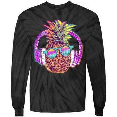Pop Art Summer Time Headphones Pineapple Tie-Dye Long Sleeve Shirt