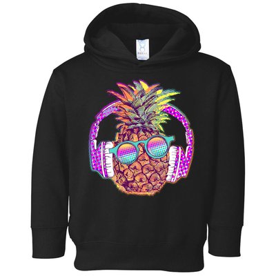 Pop Art Summer Time Headphones Pineapple Toddler Hoodie