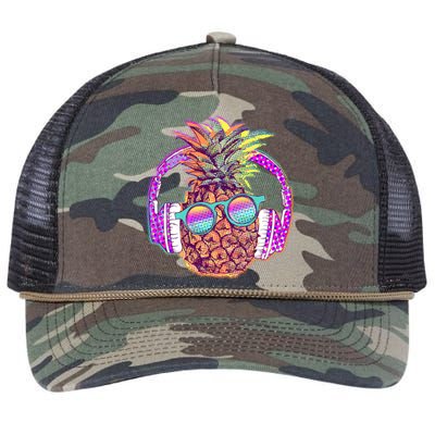 Pop Art Summer Time Headphones Pineapple Retro Rope Trucker Hat Cap